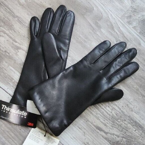 Isotoner 3M Thinsulate Lined Dark Brown Leather Vtg Women Size 7 Gloves NEW tags - Picture 1 of 14